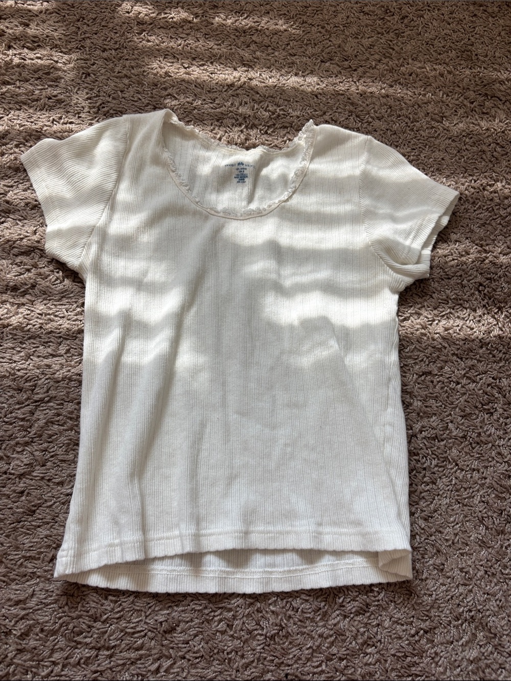 Women’s ' White Ribbed Short Sleeve Top